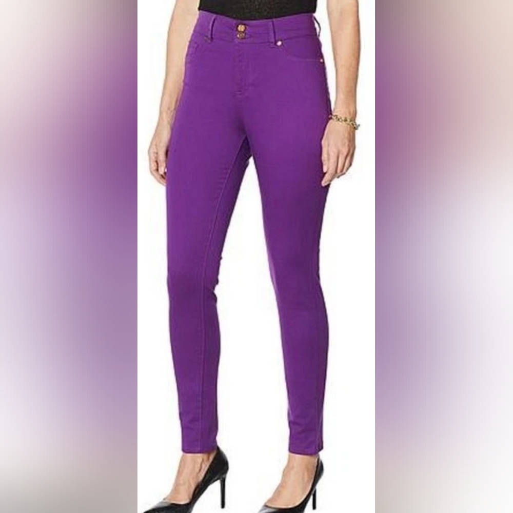 IMAN Global Chic Purple Magic 360 Slim Skinny Jean 14 Short NWOT